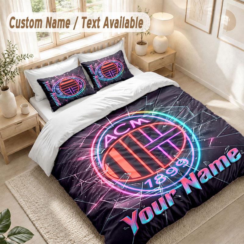 Custom Name Bedding Set 3 PiecesAC Milan Print Duvet Cover + 2 Pillowcases Soft Bed Decor