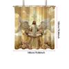 1 Pieza Estampado de Jesús Cortina de Ducha Impermeable Mampara de Baño Privacidad Múltiples Tamaños 12 Ganchos Fácil de Instalar