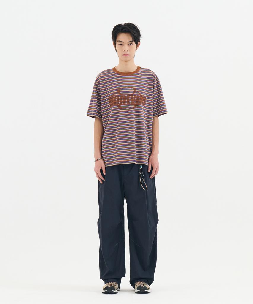 Nontai Striped Logo Graphic T-Shirt (Brown)