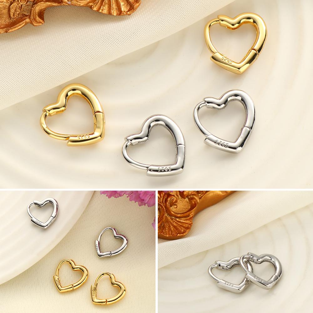 Fashion Jewelry Gift Heart Shaped S925 Studs Hoop Earrings Hypoallergenic