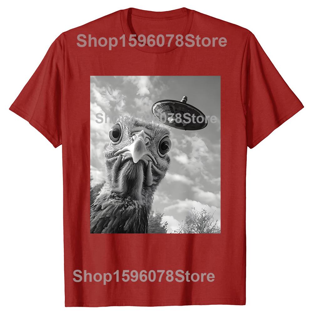 Funny Turkey UFO Thanksgiving Cotton Tshirts Men Womens Fashion Print Tshirt Loose Oversized Streetwear Hip Hop Unisex T Shirt