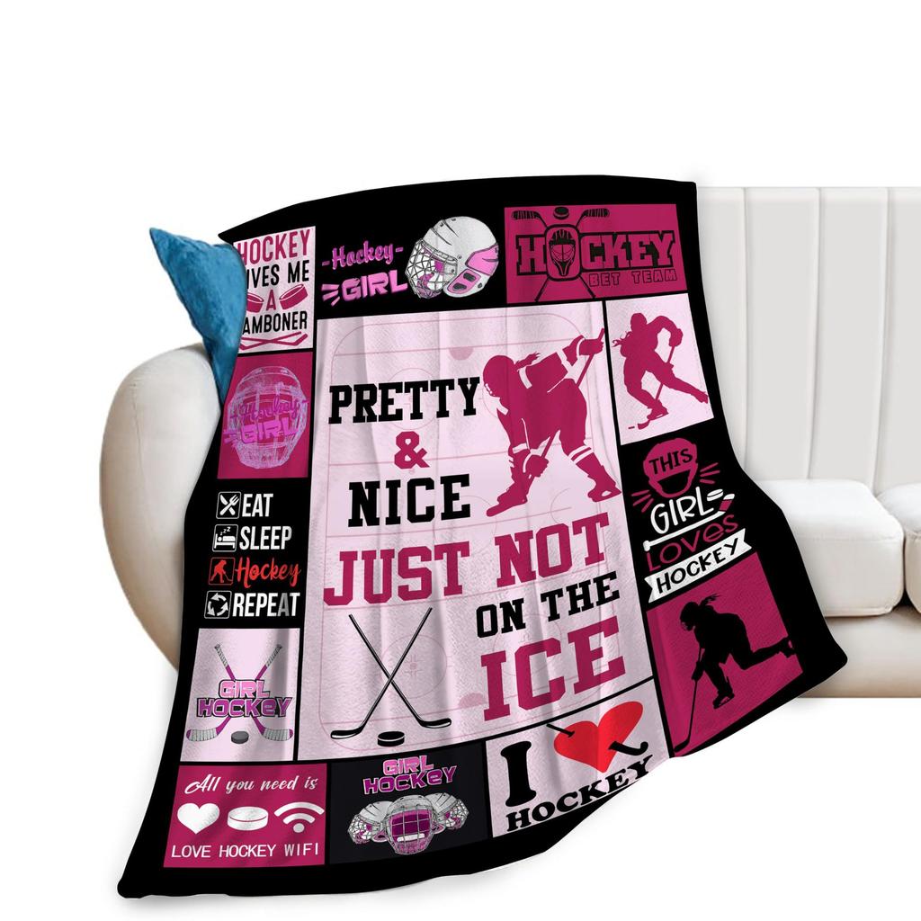Ice Hockey Hockey Printed Flannel Blanket Soft Versatile Blanket For Bed Sofa Travel Creative Gift Blanket
