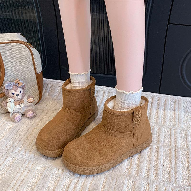 Real Fur Integrated Thick-soled Snow Boots for Children, Piled and Thickened To Keep Warm In Winter, New Snow Cotton Shoes In Winter