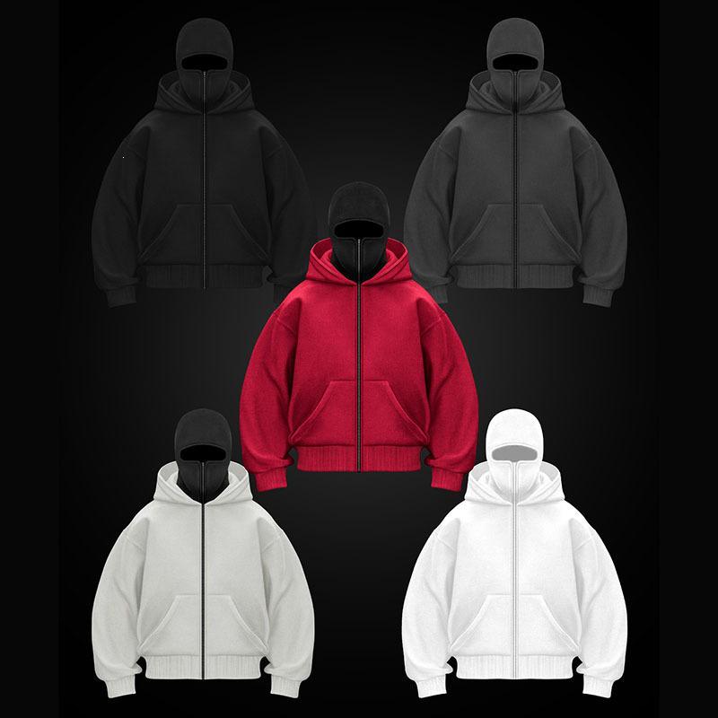 Trendy DIY Plain Zipper Hooded Sweatshirt for Men & Women - Double Hood, Perfect for Spring and Autumn