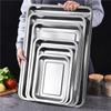 Stainless Steel Barbecue Tea Storage Serving Trays Rectangle Steamed Rice Sausage Plate Grill Meat Restaurant Metal Utensils2025