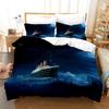 Magnifique papier peint 3D du navire Titanic sur l'océan Ensemble de literie romantique avec impression d'amour Housse de couette Couette Lit Jeune Enfants Filles Garçons Cadeau