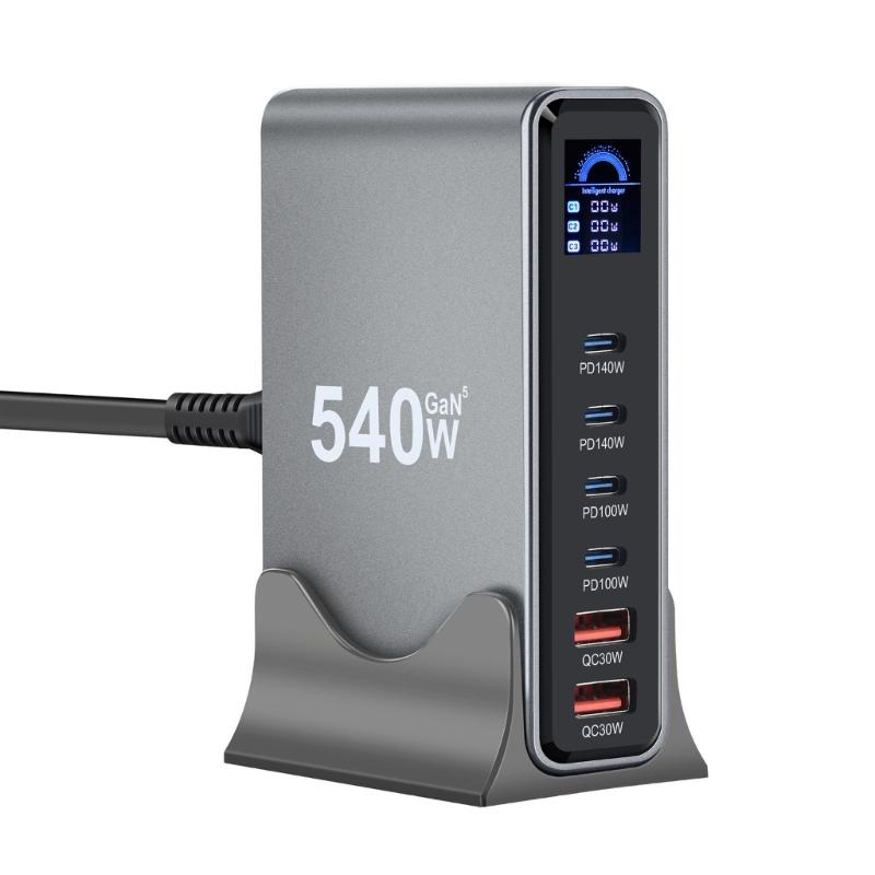 540W/670W Desktop Charging Staion Fast Charging 6/8 Port Mobile Station with LCD Screen for Tablet Smartphone