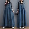 Spring, Summer, Autumn Long Dress, Vintage Loose Slimming Denim Suspender Dress, Long Flared Dress, Plus Size