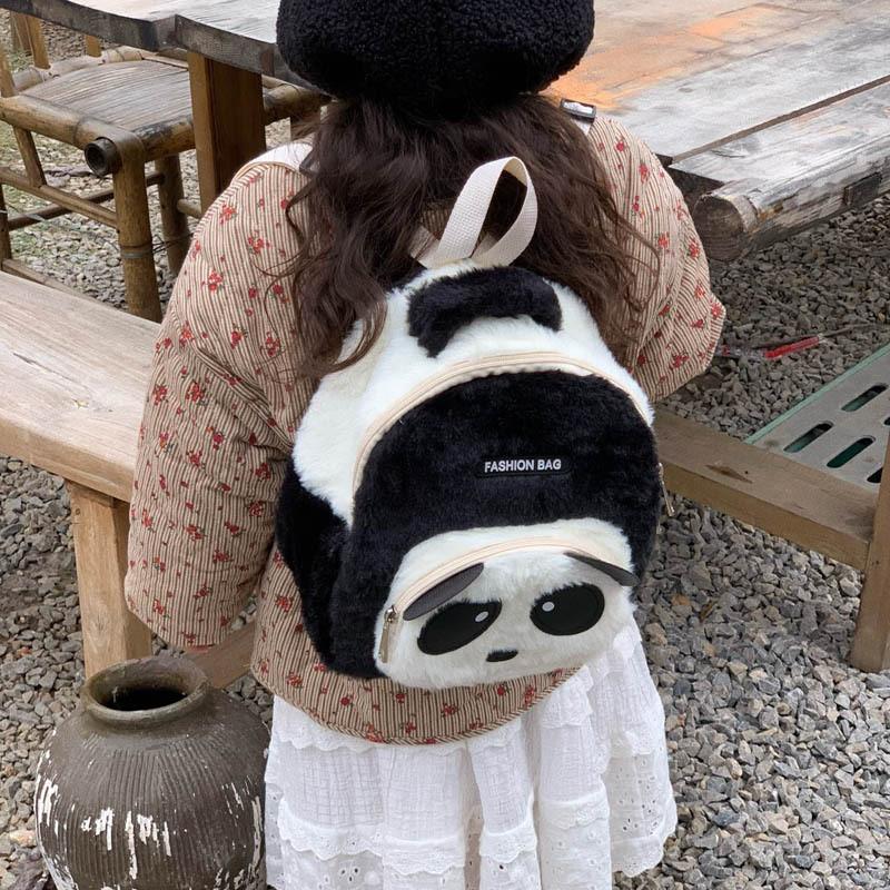 Plush Panda Backpack For Kids With Breathable Design And Storage For Kindergarten Use
