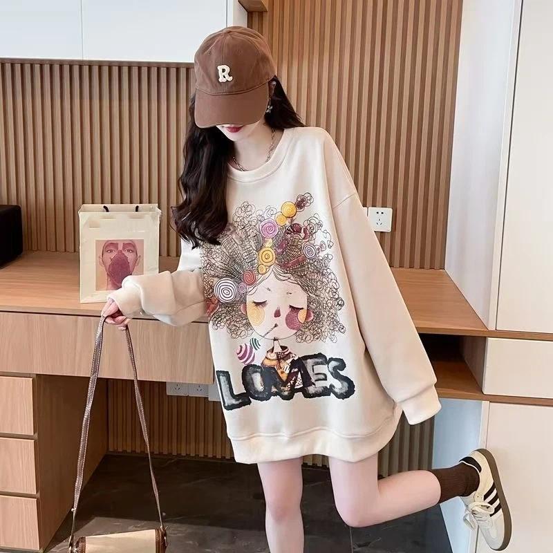 Sweatshirt for Women Oversize Round Neck Thickened Loose Casual Pullover Long Sleeve Winter Sweatshirt Top