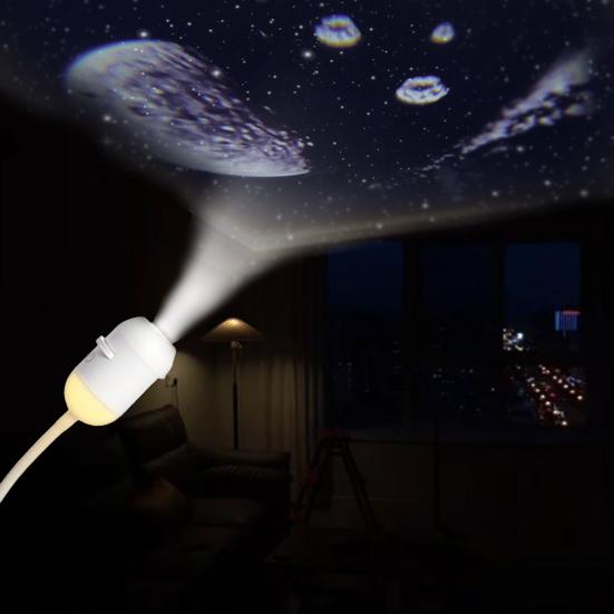Filmli 2'si 1 Arada Yıldız Projektörü Gece Lambası, Yatak Odası için USB Yıldızlı Gökyüzü Gece Lambası Projektörü, 360° ile Mini LED Tavan Duvar Projeksiyon Lambası