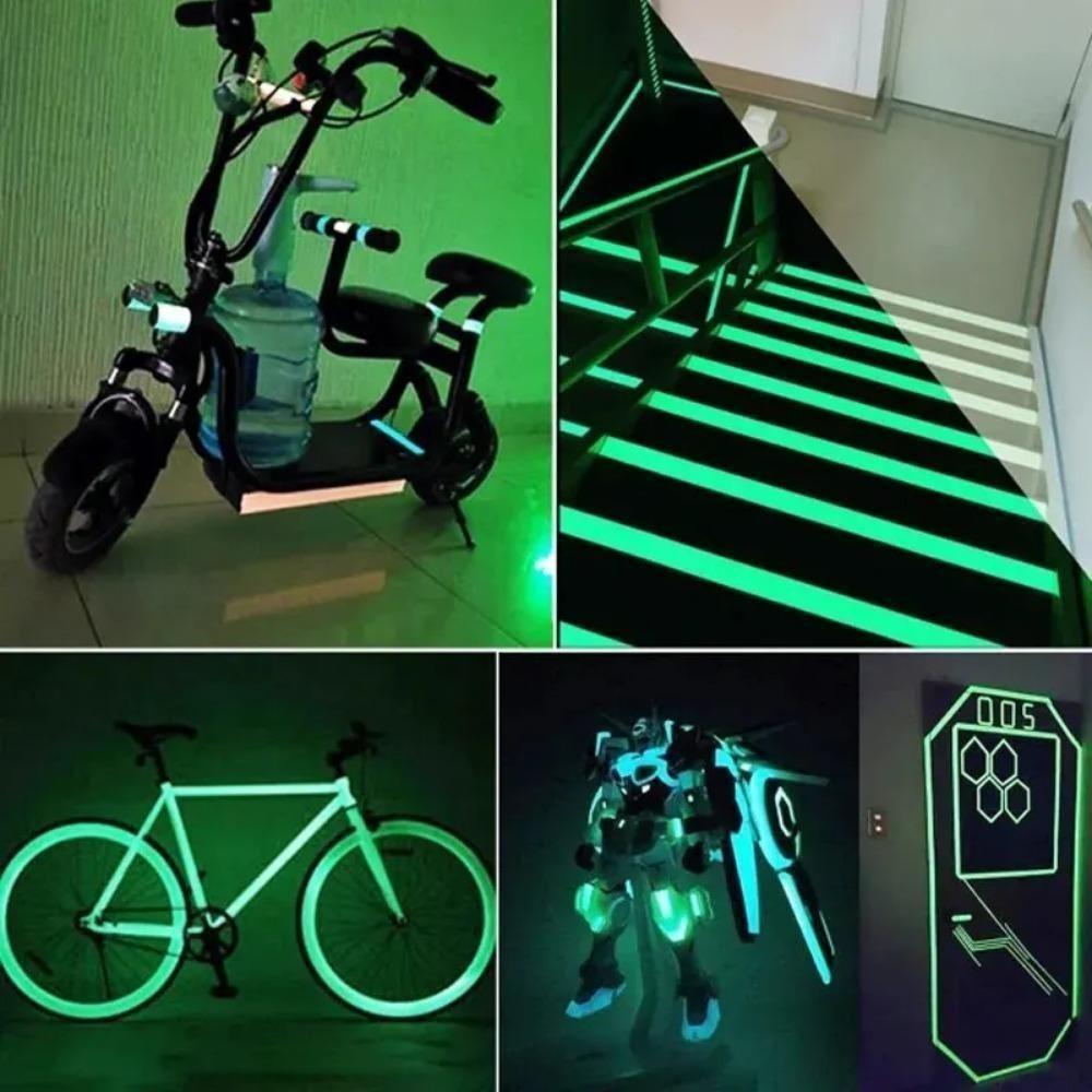 3M 2 buc. bandă luminoasă fluorescentă noapte autoadeziv care strălucește în întuneric autocolant siguranță securitate decorarea casei scări benzi de avertizare