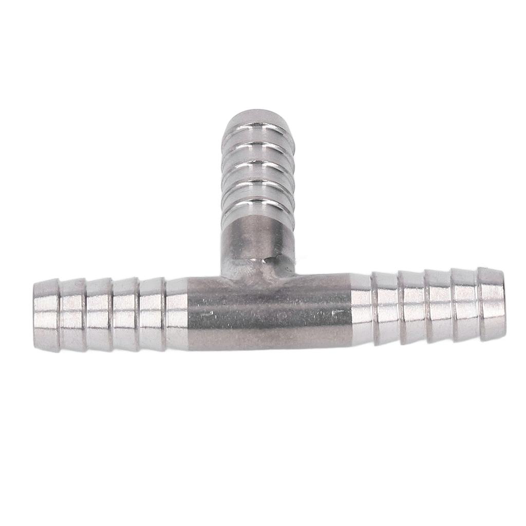 Barb Tee 3 Way Stainless Steel Good Sealing Strong Hose Barb Tee for Liquid Gas 8mm Dia