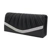 Plissierte Satin-Hochzeitsabend-Braut-Clutch-Geldbörse mit Strasssteinen