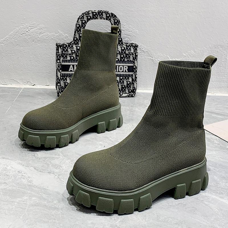 New Women Luxury Brand Plus Size Women's Boots Couple Socks Shoes Women's Thick Bottom Casual Knitted Ankle Boots