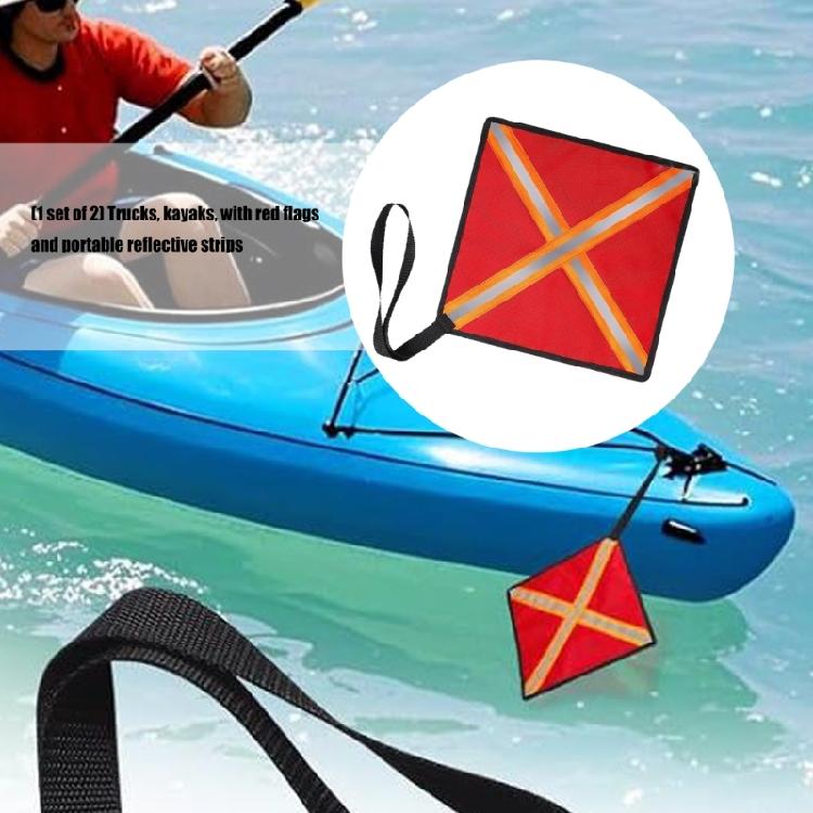 2 Stück Kayak-Sicherheits-Rotflagge mit Gurtband & Reflektoren Kanus Warnflagge Kayak-Sicherheits-Reiseflagge Einfach zu bedienen