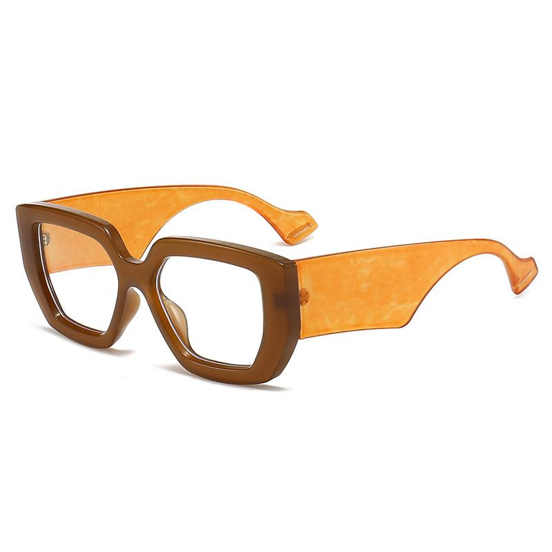 Trendige Oversized-Quadratbrille mit dickem Rahmen für Damen und Herren, Bunt, Breite Bügel, Brillen, Grün, Optisch, Transparente Gläser