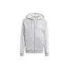 Essentials Fleece 3-Streifen Kapuzenjacke mit durchgehendem Reißverschluss Mittelgrau meliert Herren Streetwear IJ6479
