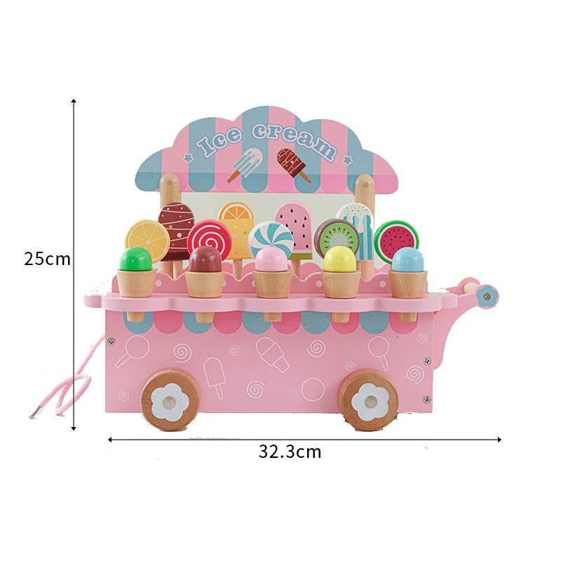 Holz-Eiswagen Spielset für Kinder Lernspielzeug Rollenspiel