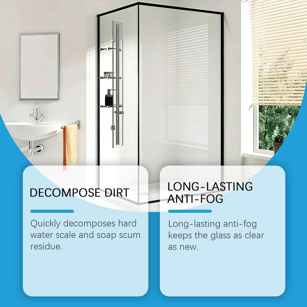 Shower Glass Cleaner - Daily Bathroom Descaler for Hard Water Stains - Glass Polishing & Restorer for Sparkling Shine