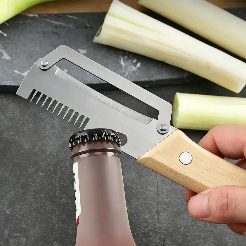 Éplucheur de cuisine domestique en acier inoxydable avec manche en bois pour peler et trancher fruits et légumes - Outil de cuisine