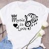 Neues Harajuku Lustiges Musiknoten-Kunst-T-Shirt mit 3D-Print, Damen-T-Shirt, Musik-Tops, kurze Ärmel, schwarzes T-Shirt