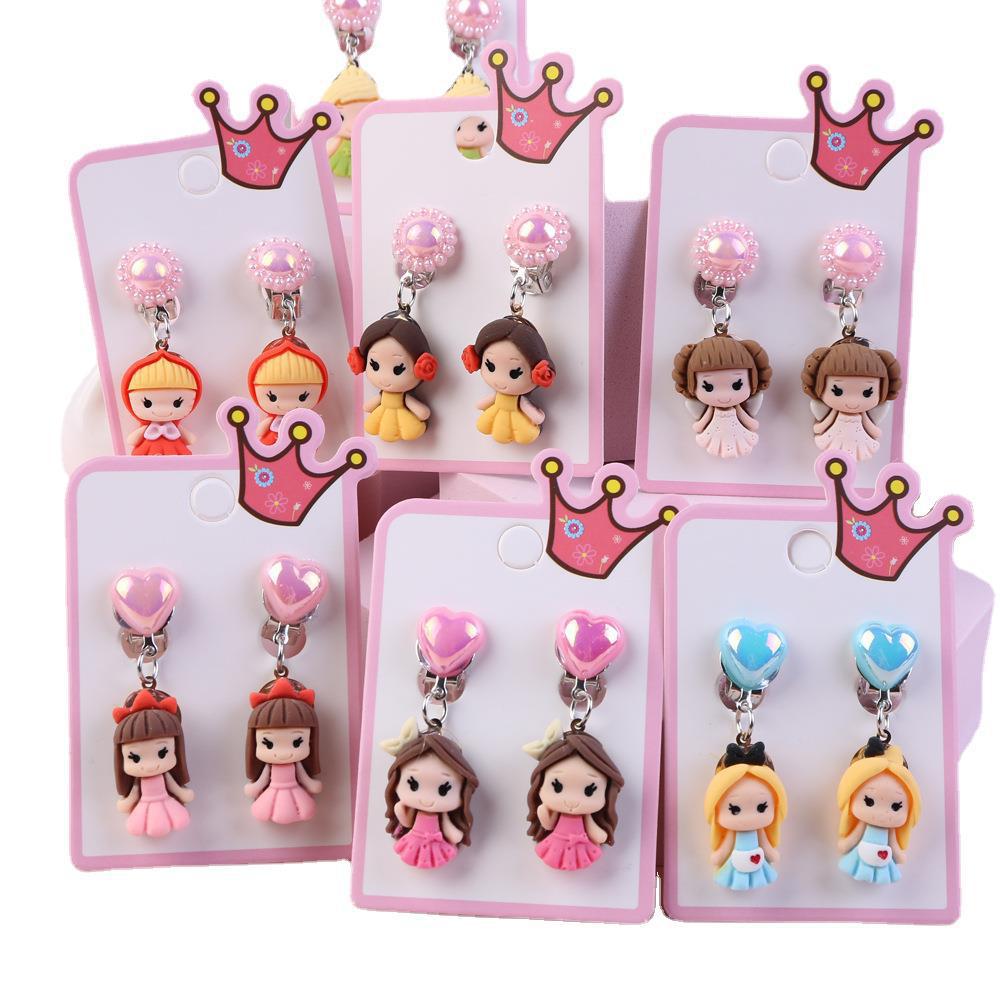 Children's Without Ear Holes Earrings Little Girls Cute Tassel Princess Pearl Earrings Jewelry Gift Fringe Ear Clip Eardrop