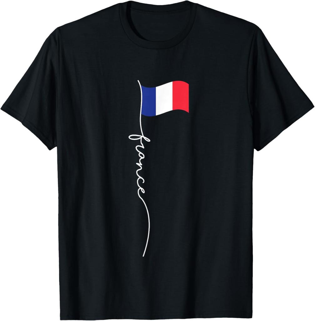 France Signature Flag Pole - Elegant Patriotic French Flag T-Shirt Small