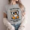 Kawaii Owl Print T Shirts for Women Clothes I'm Not A Nerd I'm Just Smarfer Than You Funny T-shirts Graphic Female Y2K Tops Tees