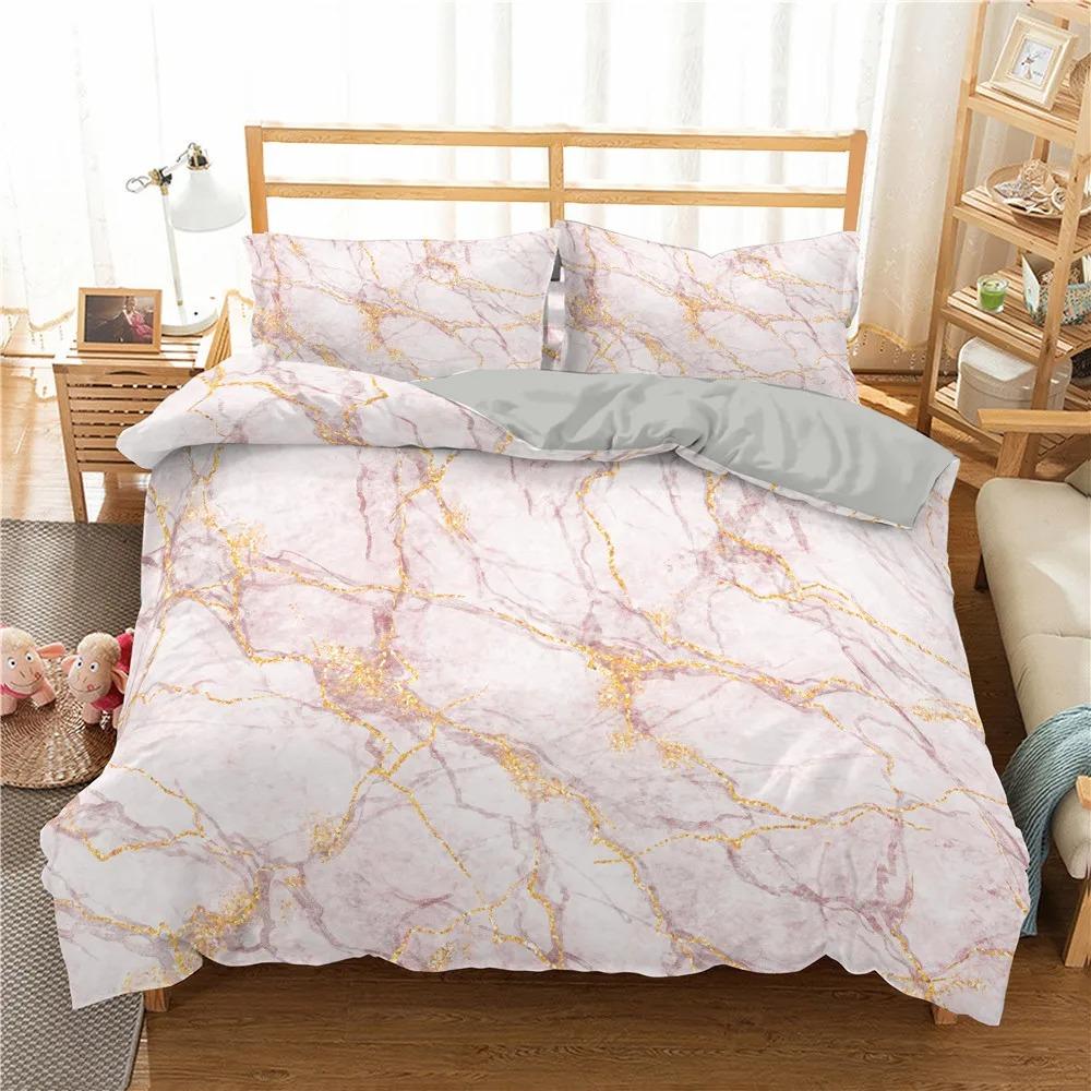 Marble Patterns Printed Bedding Collection Pink Color Duvet Cover Collections Comforter With Bed Linen Twin Queen King Single Size Dropshipping