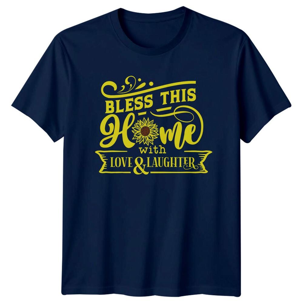 Segne Dieses Zuhause Sonnenblume T-Shirt Liebe Lachen Natur T-Shirt