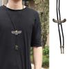 Lot de 5 cravates bolo en métal pour homme, style cowboy, aigle volant, en cuir artificiel, corde, bijoux, chaîne, collier