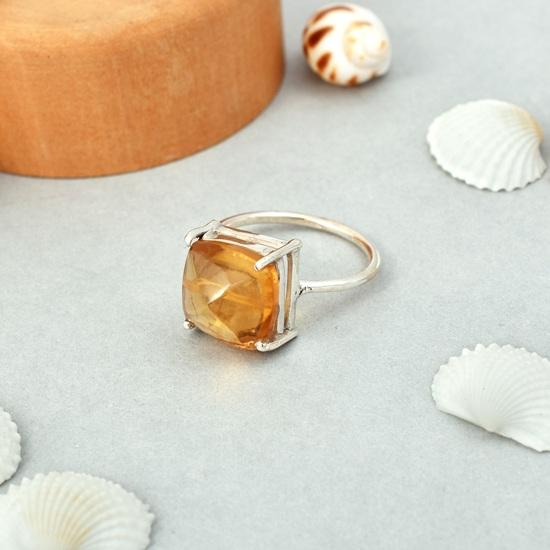 Natural Citrine Sugar Loaf Gemstone 925 Sterling Silver Ring Size 8 US Gift Ring On Every Occasions Wedding Birthday