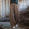 Summer Cotton and Linen Bloomers Meditation Elastic Waist Large Size Loose Trousers Women's Casual Pants
