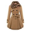 Women's Jacket Windbreaker Warm Plush Thick Clothes Double Breasted Belt Autumn and Winter Slim Lapel Coat