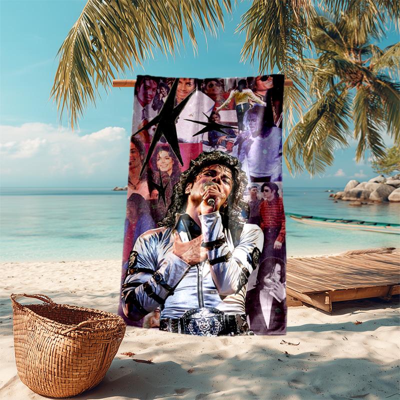 American Music Rock Michael Joseph Jackson Beach Towel Outdoor Camping Vacation Swimming Beach Towel Outdoor Absorbent Bath Towel Y8