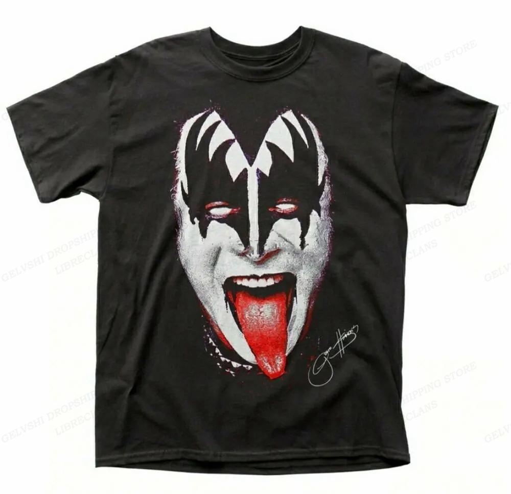 Vintage Kiss T Shirt Unisex Unisex Fashion Cotton T-shirt Punk Clothes O-Neck Tees Horror Harajuku Tops Rock Band Kiss Tshirt Boy