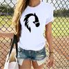 Cute Horse Head Print T Shirts for WomenGirls Casual Round Neck Tees Top New Year Summer Womens Fit Tee Shirts