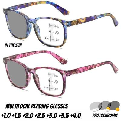 Unisex Mode Photochrome Multifokale Lesebrille Damen Modische HD Progressive Multifokale Lese-Presbyopie-Brille