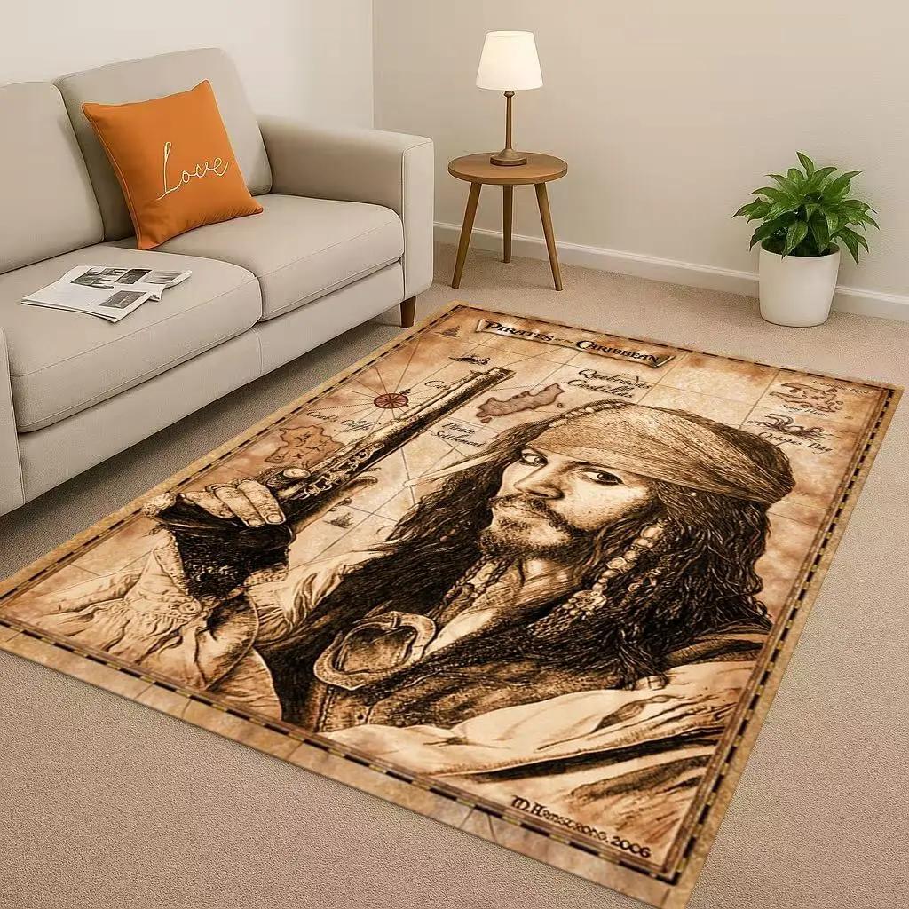 3D Pirates of The Caribbean Jack Johnny Depp Boże Narodzenie Salon Antypoślizgowy Dywanik Dywan do Sypialni Kanapa, Domowy Wycieraczka