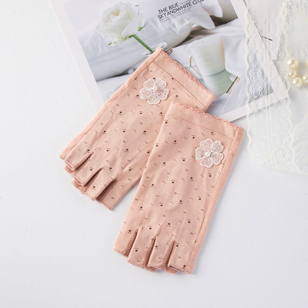 Lightweight Women Half-finger Gloves Cotton Sunscreen Gloves Fashion Driving Gloves  Outdoor Sports