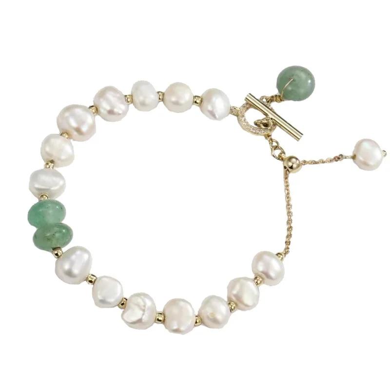 Vintage Freshwater Pearl Beads Charms Bracelet for Women Luxury Jewelry AAA Cubic Zircon Bracelet