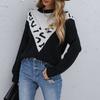 Vintage Fashion Elegant Casual Autumn and Winter Women's Leopard Print Color Collision Long-sleeved Lazy Wind Sweater
