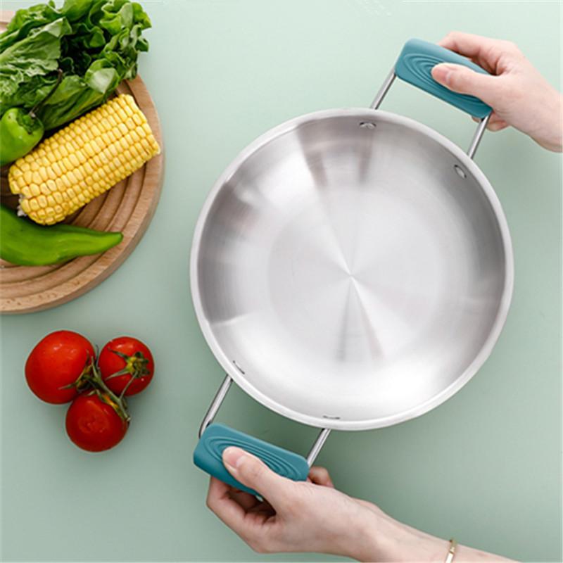 2pcs Silicone Handles Anti-Scalding Non-Slip SilicOne Pot Handle Cover Heat Insulation Handle Cover Kitchen Accessories