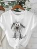 T Shirt 2025 Unisexga New In Creative Doodle Puppy Graphic Print Round Neck Summer Tshirt Girls Female