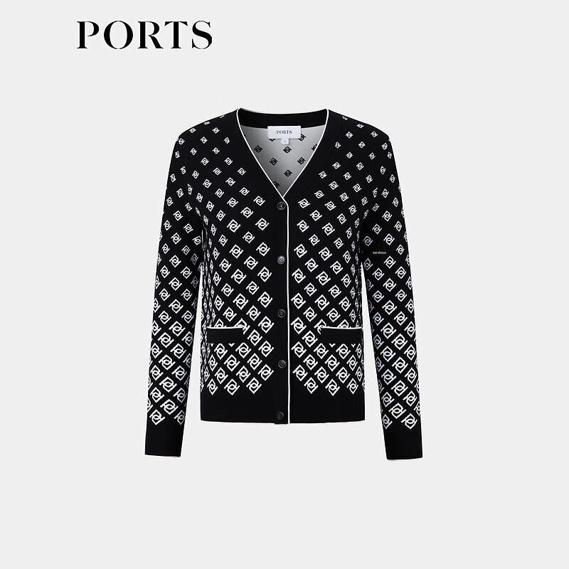 PORTS Women's Gradient Logo Jacquard Knit Cardigan