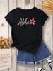 WomenS Hawaiian Aloha with Pink Floral Accen Harajuku Short Sleeve Casual Tshirt Clothing Street Tops Tees Aesthetic Clothes