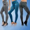 Elastiska Dambyxor Ankellängd Polyester Bekväma Fuskjeans Dambyxor för Hemma