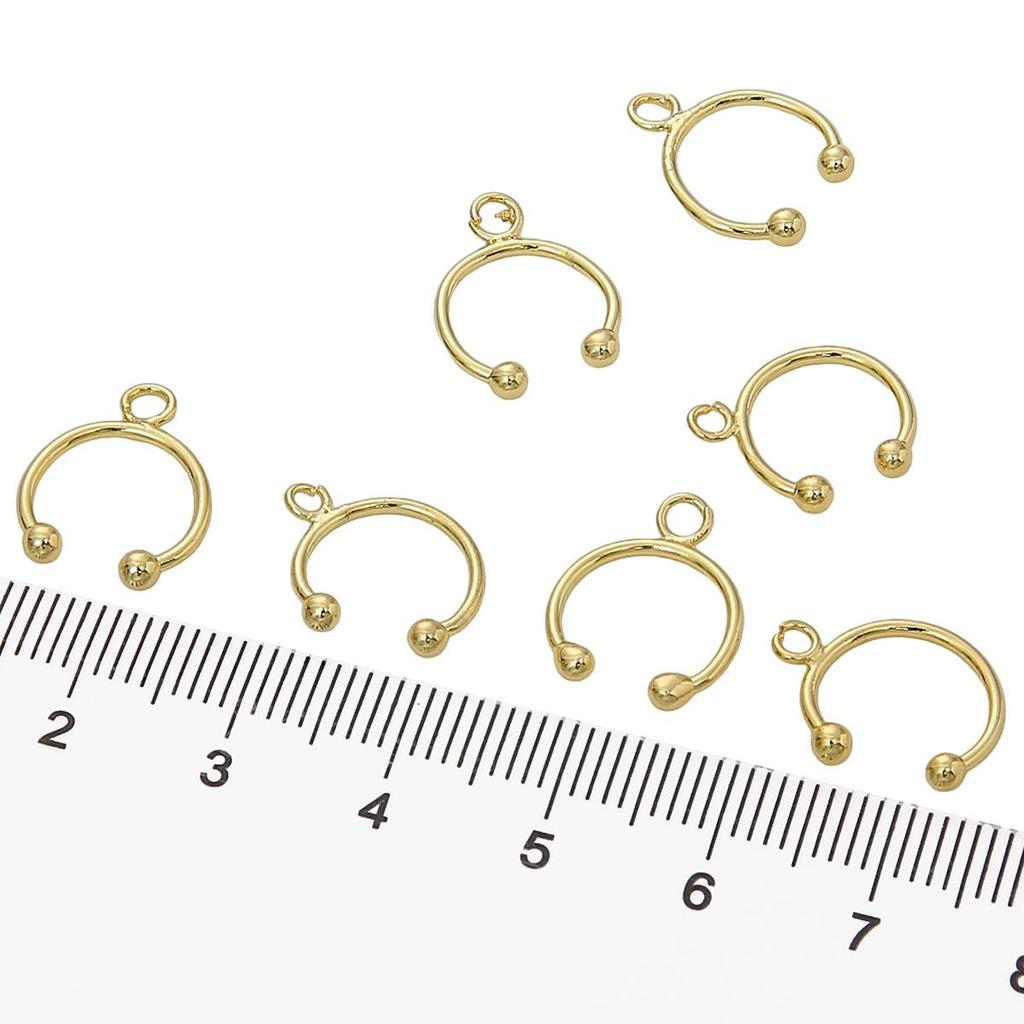 2Pcs Copper C-shaped Double Bead Side Opening Ear Bone Clip For DIY Earring Jewelry Making Craft Accessories
