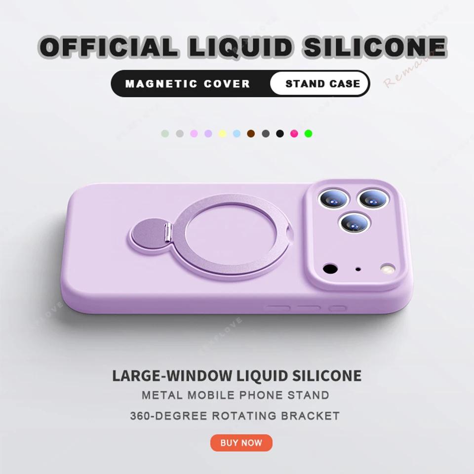 Flüssigsilikon Magnetische Handyhalterung Hülle Für iPhone 17 13 14 15 16 Pro Max Air Plus Magsafe Ständer Halter Schutzhülle